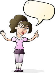 cartoon woman with idea with speech bubble