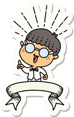 sticker of tattoo style man with genius idea