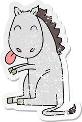 distressed sticker of a quirky hand drawn cartoon horse