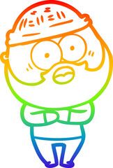 rainbow gradient line drawing cartoon bearded man