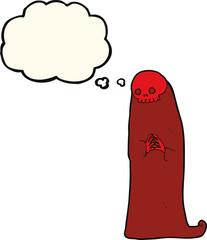 cartoon halloween ghoul with thought bubble