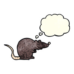 cartoon black rat with thought bubble