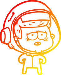 warm gradient line drawing cartoon tired astronaut