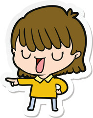 sticker of a cartoon woman