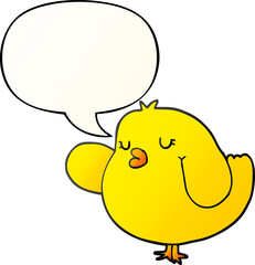 cartoon bird and speech bubble in smooth gradient style