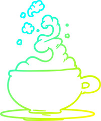 cold gradient line drawing hot cup of tea cartoon