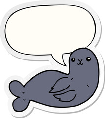 cartoon seal and speech bubble sticker