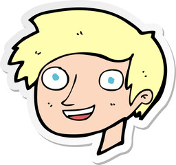 sticker of a cartoon happy boy face