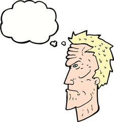 cartoon angry face with thought bubble