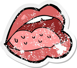 retro distressed sticker of a cartoon open mouth