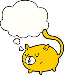 cartoon happy cat and thought bubble