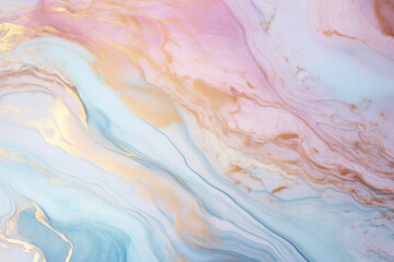Fototapeta premium Dreamy marble texture blending pink and blue hues with luxurious gold accents, perfect for creative backdrops, chic wallpapers, or elegant stationery. Pastel colors.