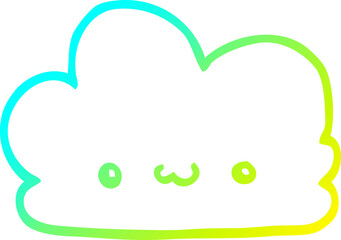 cold gradient line drawing cute cartoon cloud