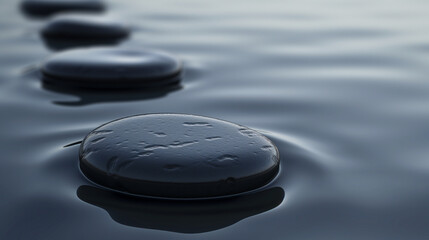 Serenity on Water Zen Stones Balancing in Calm Reflection