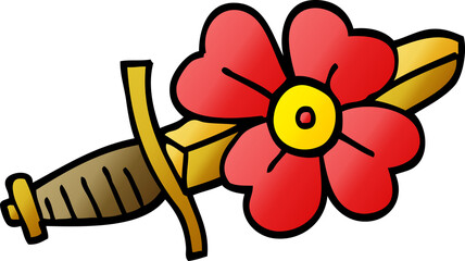 cartoon doodle tattoo dagger symbol