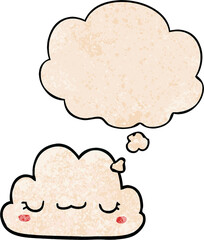 cute cartoon cloud and thought bubble in grunge texture pattern style