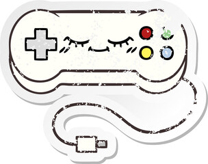 distressed sticker of a cute cartoon game controller
