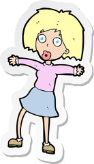 sticker of a cartoon surprised woman