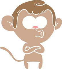 flat color style cartoon surprised monkey