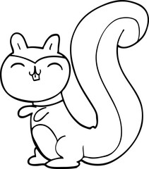 line drawing cartoon happy squirrel