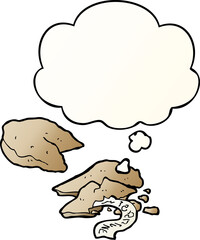 cartoon fortune cookies and thought bubble in smooth gradient style