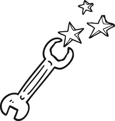 black and white cartoon spanner