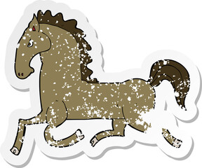 retro distressed sticker of a cartoon running horse