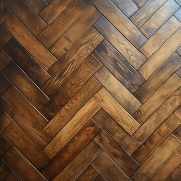 
Natural Wooden Parquet Top View. Wooden Flooring: Brown Parquet, Laminate. Laquered Parquet Texture Background. Bamboo Parquet Floor.