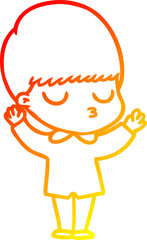 warm gradient line drawing cartoon calm boy