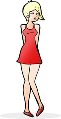 cartoon pretty woman in dress