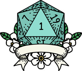 natural one d20 dice roll illustration