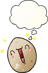 cartoon happy egg and thought bubble in smooth gradient style
