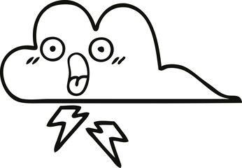 line drawing cartoon thunder cloud