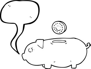 speech bubble cartoon piggy bank