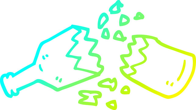 cold gradient line drawing cartoon  smashed glass bottle