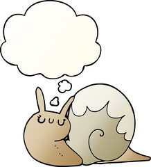 cute cartoon snail and thought bubble in smooth gradient style