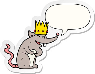 cartoon rat king laughing and speech bubble sticker