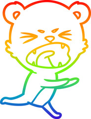 rainbow gradient line drawing angry cartoon bear shouting