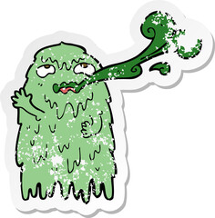 retro distressed sticker of a gross cartoon ghost