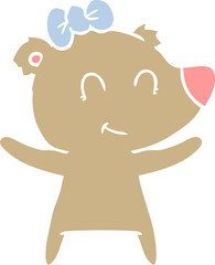 female bear flat color style cartoon