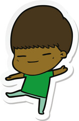 sticker of a cartoon smug boy