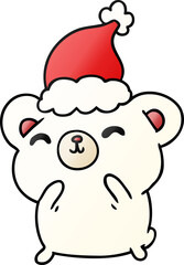 christmas gradient cartoon of kawaii polar bear