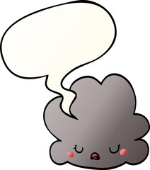 cartoon cloud and speech bubble in smooth gradient style