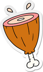 sticker cartoon doodle of a joint of ham