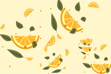 vector illustration of slice lemons seamless pattern 