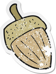 retro distressed sticker of a cartoon acorn