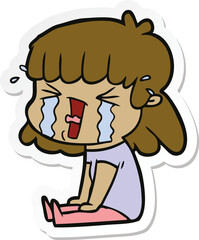 sticker of a cartoon woman in tears