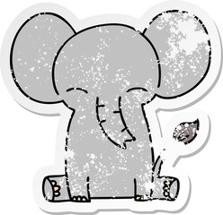 distressed sticker of a quirky hand drawn cartoon elephant