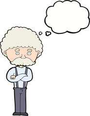 cartoon old man  with thought bubble