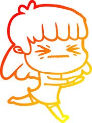 warm gradient line drawing cartoon woman